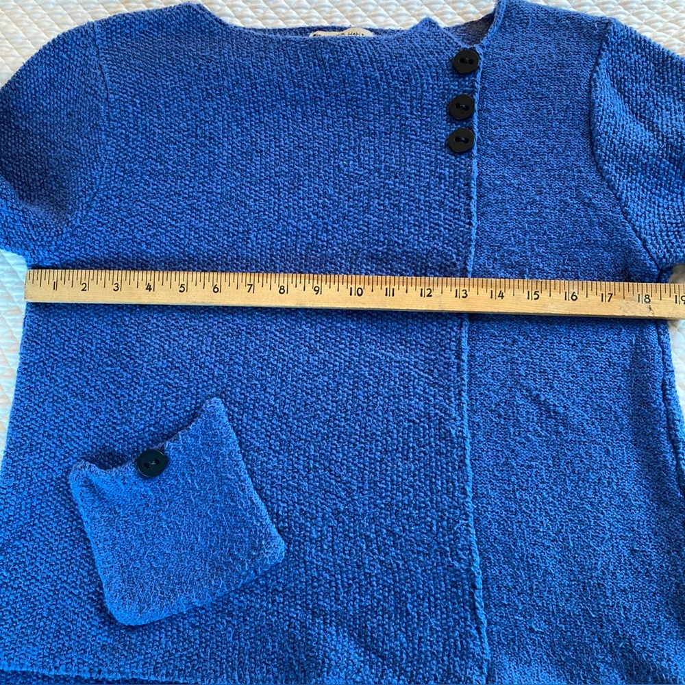 Habitat Knit Sweater Women Small Cotton  Artsy Lagenlook Textured Pocket Hi-Low - Picture 4 of 10